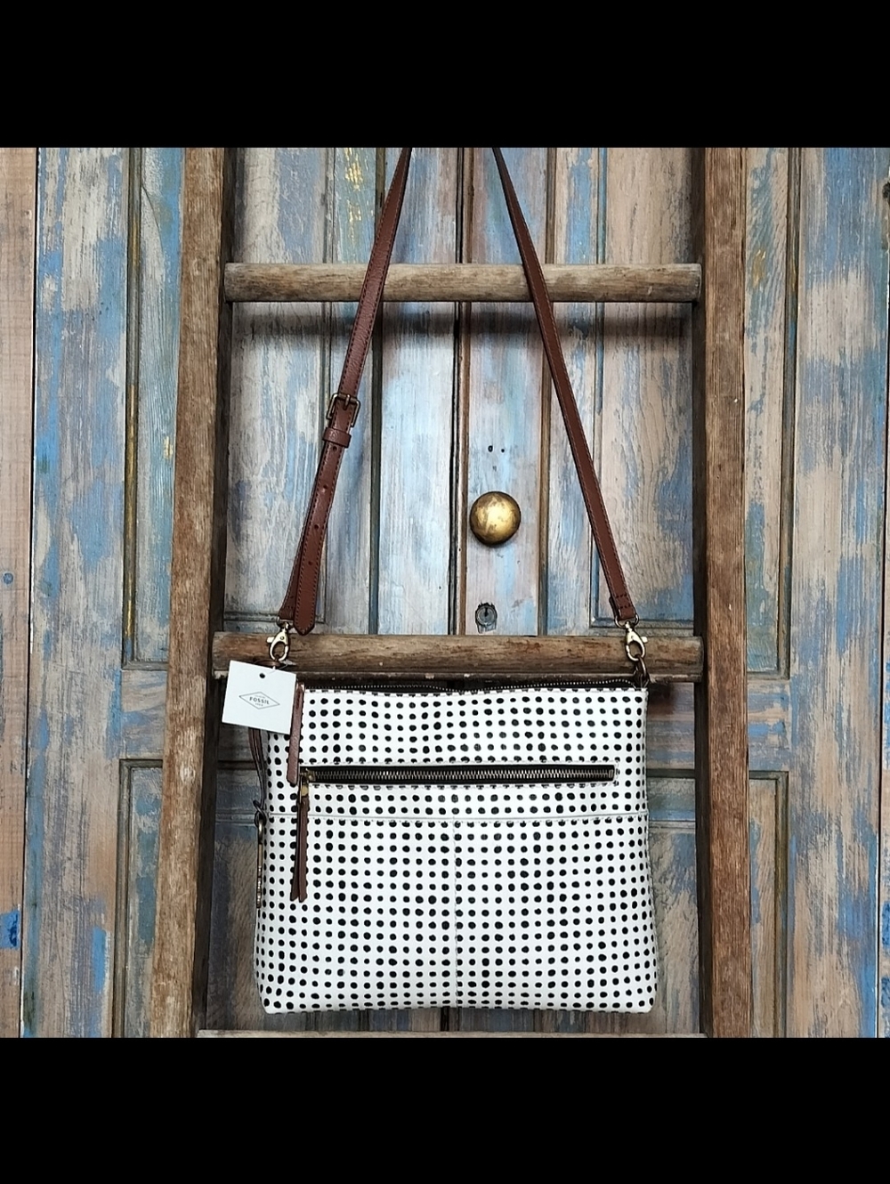 Lk New FOSSIL Fiona Large Crossbody; Adjustable Leather Strap $98